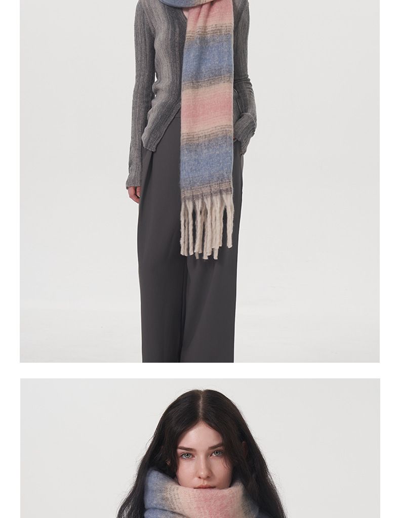 cachemire enfants hiver agrandissement élargissement 50cm blocage de couleur chaud et confortable plaid rayé gland_voghion.com