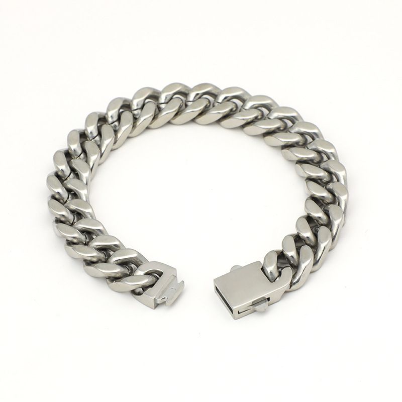 Modetrend Edelstahl Kubanisches Armband Vielseitiges Paar Hip-Hop-Shirt Einfaches Männer Und Frauen Dickes Kettenzubehör_voghion.com