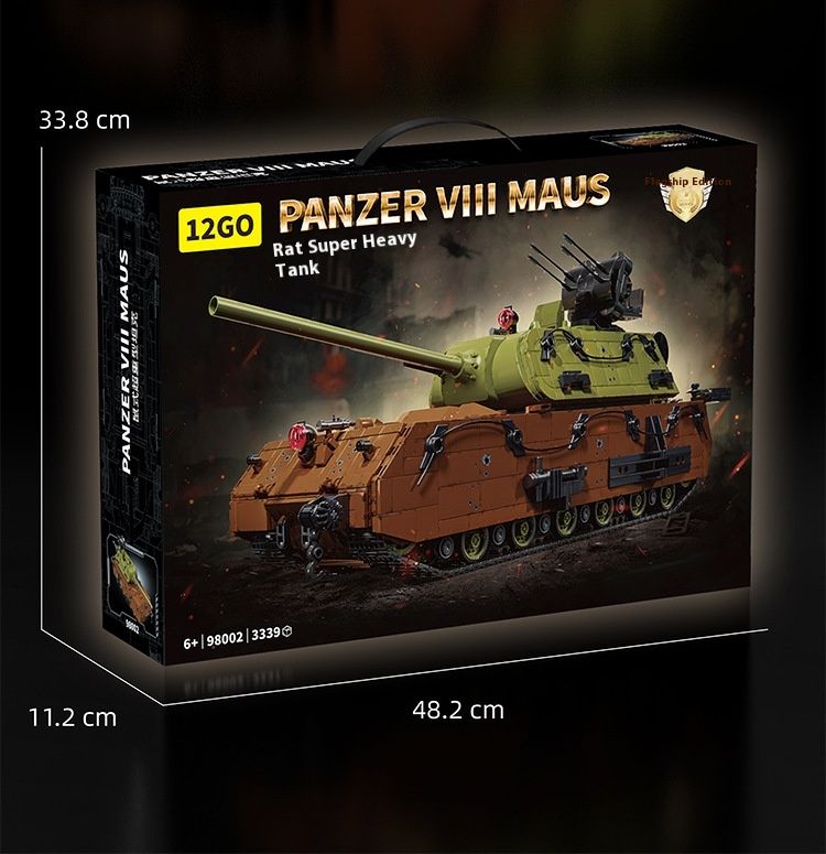 12GO98001-2 Modèle de char super lourd de style souris allemande, jouet de construction à assemblage de puzzle de haute difficulté_voghion.com