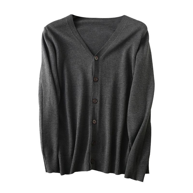 Spring And Autumn V-Neck Cardigan Men's Wool Thin Loose Korean Style Cashmere Knitted Sweater Jacket Trendy Youth_voghion.com