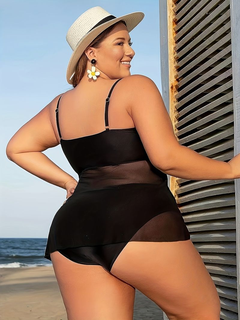 Sexy Split-Badeanzug in Übergröße mit hoher Taille_voghion.com