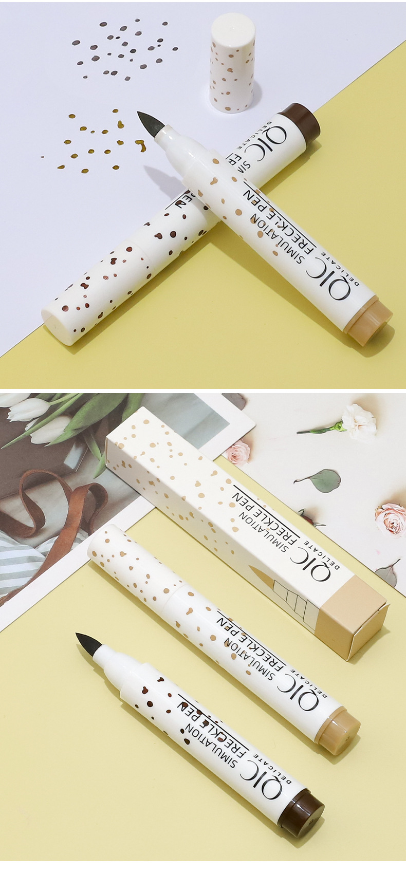 QIC Qini Display a colori con simulazione naturale, impermeabile, colore facile da applicare, penna per lentiggini senza rimozione per la bellezza_voghion.com