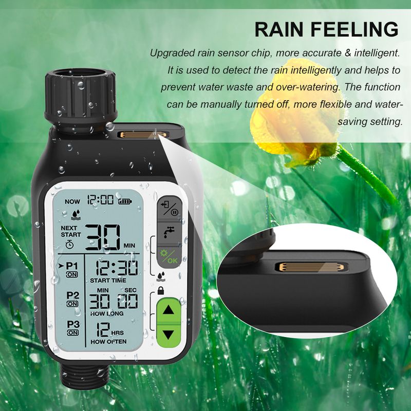Elektronesch Bewässerungsregler Automatesch Bewässerungstimer mat groussen LCD-Bildschierm Waasserdicht Sprinklerregler 3 Separat_voghion.com