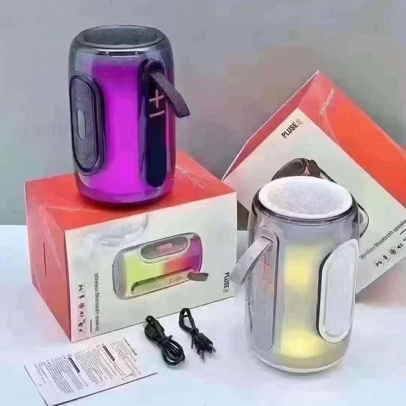 Pulse 8 Bluetooth Hoparlör Pulse8 Kablosuz Ses Yüksek Ses Kalitesi Işıklar Büyük Ses Düşük_voghion.com