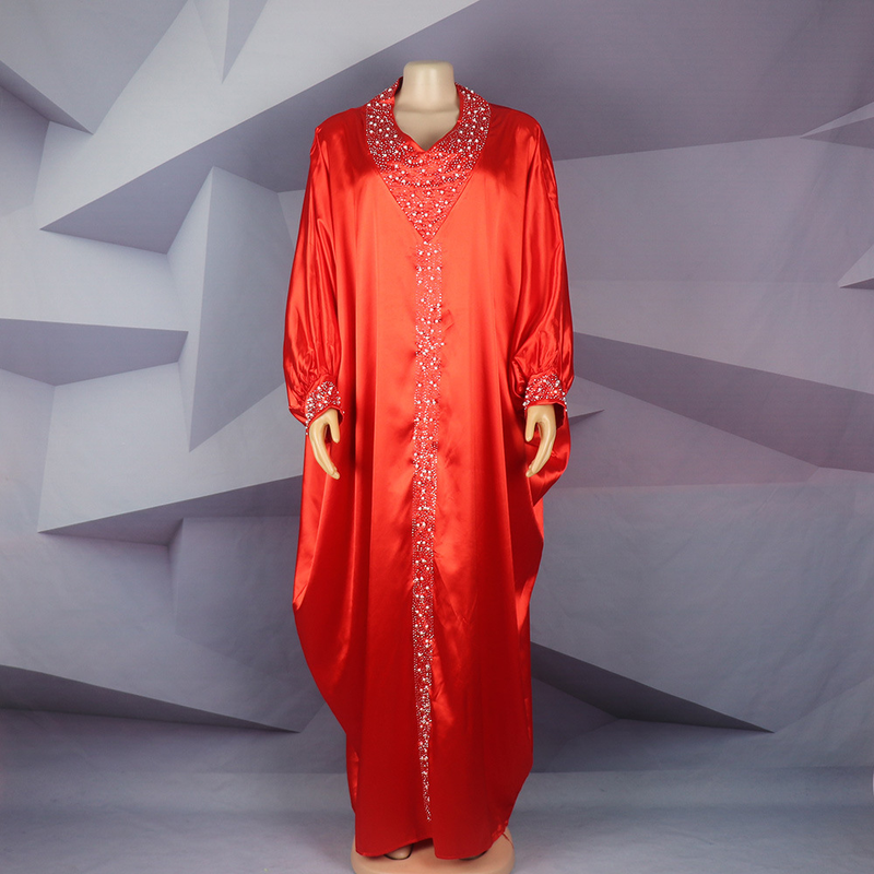 Dametøj plus size kjole rayon flagermusærmer plus size morgenkåbe varme rhinsten og kanonperler afrikansk tøj_voghion.com