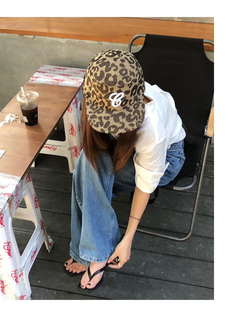 Leopard Print Flat-Brim Baseball Cap Women's 2025 Fall/Winter New Letter Embroidery_voghion.com