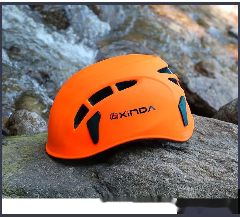 Xinda Outdoor Rock Climbing Downhill Expansion Caving Rescue Stream Tracing Safety Helmet With Orange Headlamp Clip_voghion.com