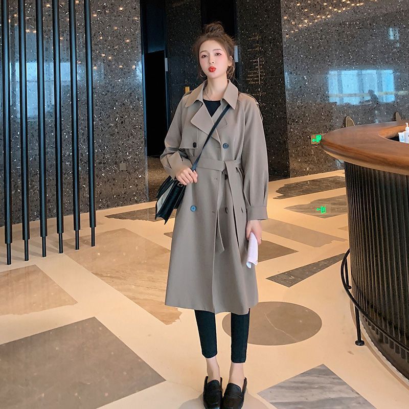 Temperament Thin Windbreaker Women's Mid Length Autumn Outfit New Korean Version Slimming Top Loose Coat Jacket_voghion.com