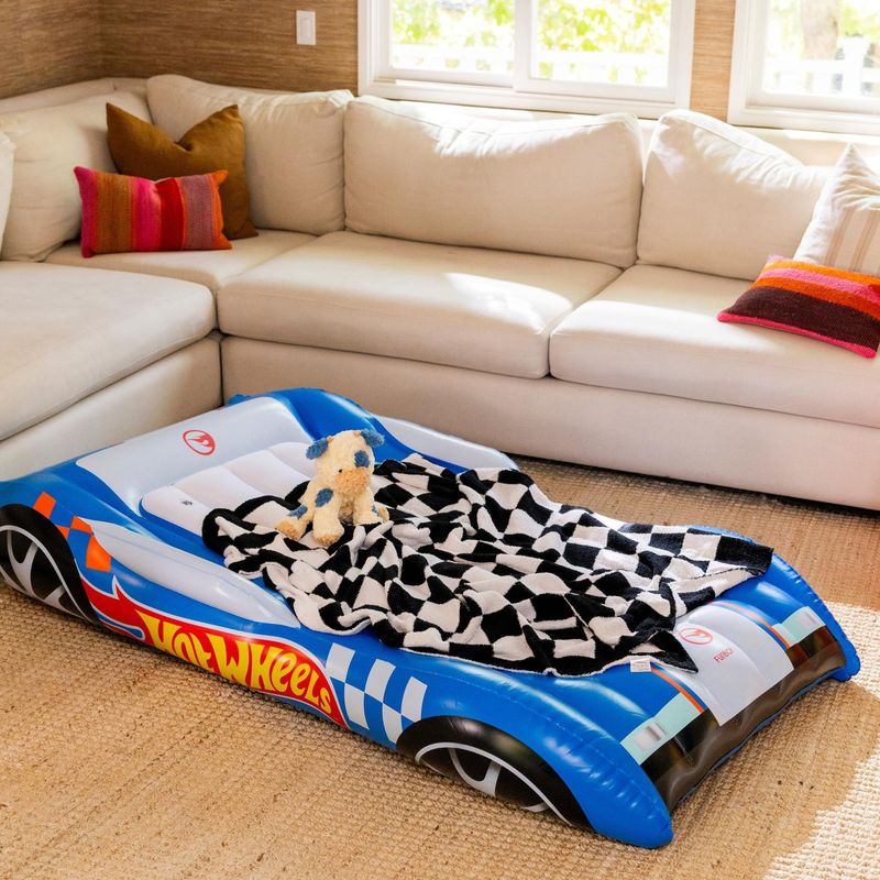 Baby Inflatable Flocking Mattress Racing Inflatable Bed Simulation Portable Thick Mattress Double Children's Bed_voghion.com