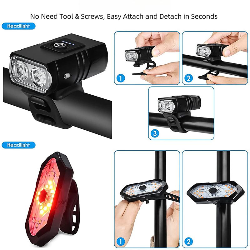 Set di accessori per bici da strada e mountain bike, con torcia frontale ad alta luminosità in lega di alluminio per bicicletta_voghion.com