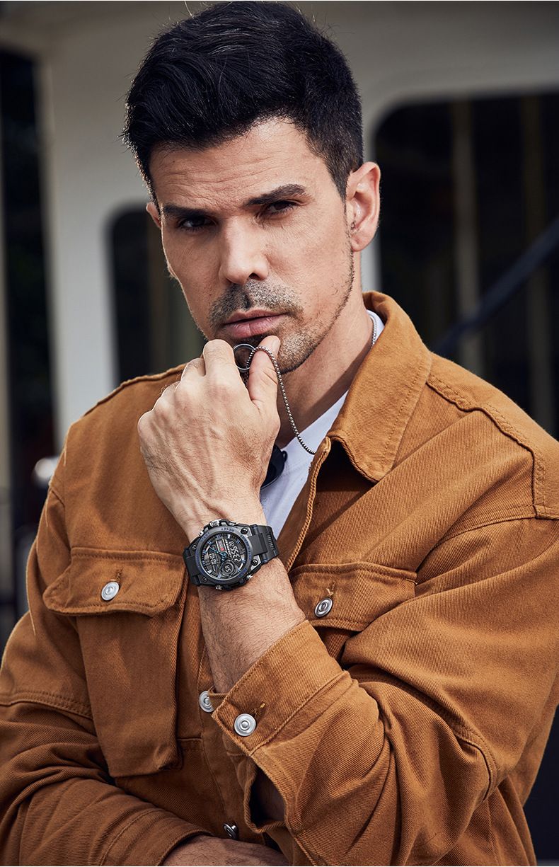 Men's Digital Analog Sports Watch With Stopwatch, Alarm, Night Light, 50m Waterproof, Shockproof For Outdoor Activities Sports Watch_voghion.com