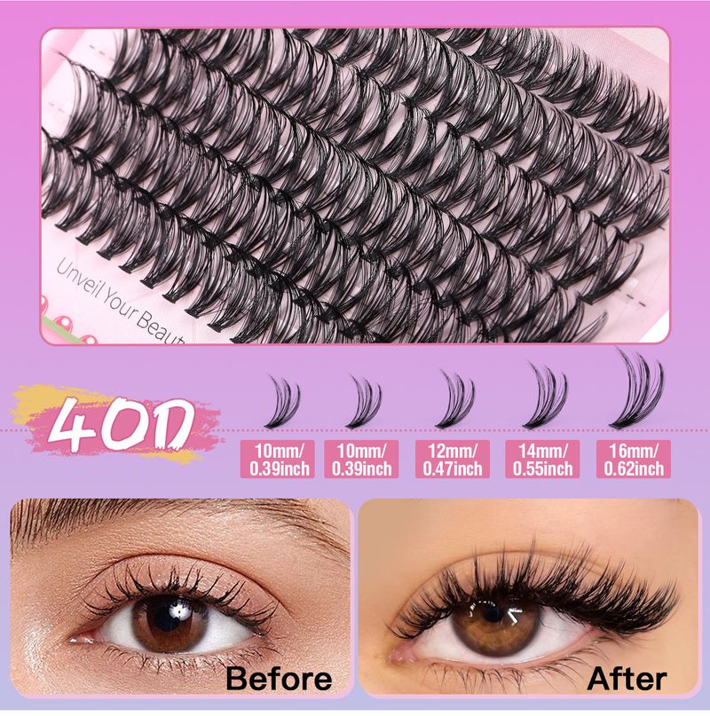 False Eyelashes 504 Clusters Of Segmented DIY False Eyelashes Book Natural Thick Segmented Curling 8 16mm Eyelashes_voghion.com