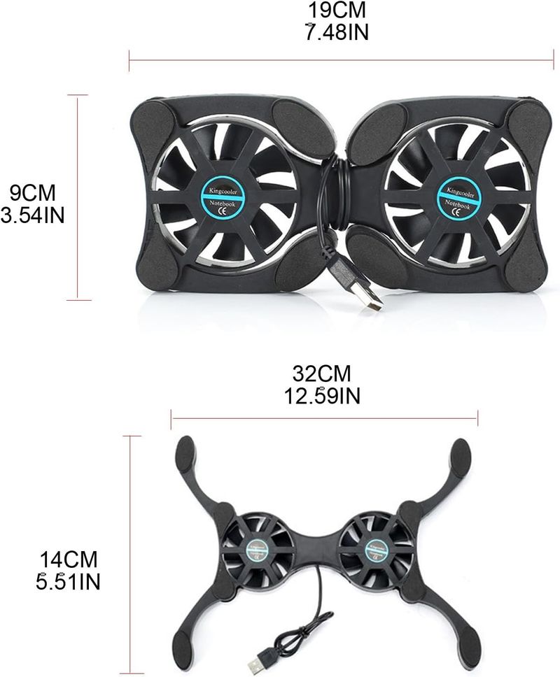 Stand Cooler Low Noise Portable Ultra Slim Gaming Cooling Pad Prevents Overheating For 7-15 Inch Laptop_voghion.com
