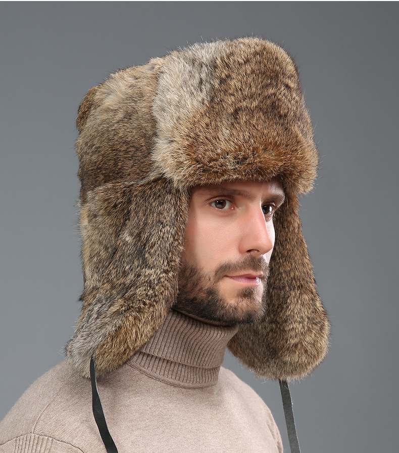 Capelli di coniglio simulati Lei Feng uomini in inverno, di mezza età e anziani, pelliccia nord-orientale per il calore, orecchio ispessito all'aperto_voghion.com
