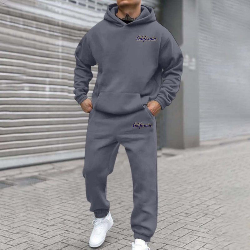 New Autumn And Winter Men's Joggers 2 Piece Tracksuit Fashion California Letter Printed Hoodie And Pants Set Men Outfits_voghion.com