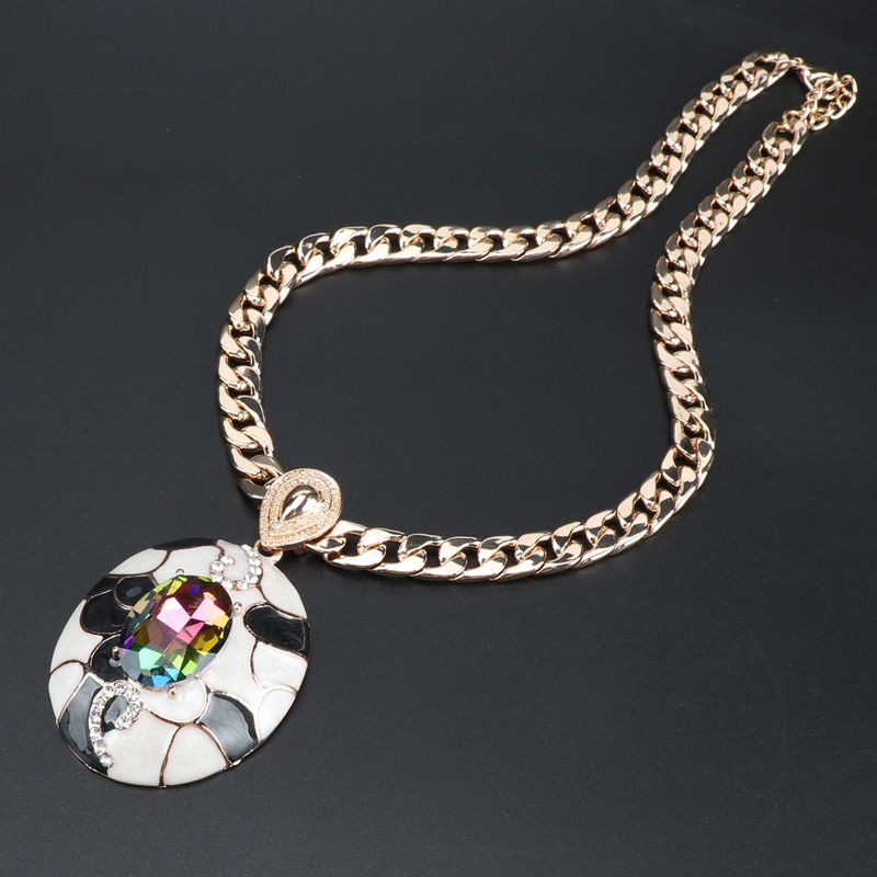 Fashion Women African Beads Trendy Party Costume Gold Color Crystal Necklace Earring Jewelry Sets_voghion.com