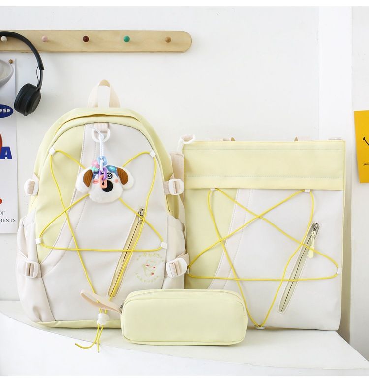 Kinderrucksack für die Schule – buntes Cartoon-Design, leicht und geräumig, ergonomische Schultergurte, strapazierfähiges Nylon, inklusive süßem Hunde-Schlüsselanhänger_voghion.com