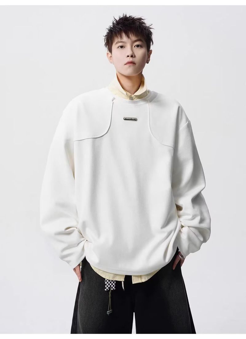 Maglietta a maniche lunghe alla moda con colletto alla coreana per uomo, stile americano, stile primavera e autunno, comoda e casual, strato di base_voghion.com