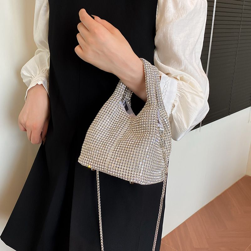 2025 New Fashion Women's With Rhinestones, Handheld Bag, Ins Internet Celebrity Versatile Chain Crossbody Bucket Bag_voghion.com