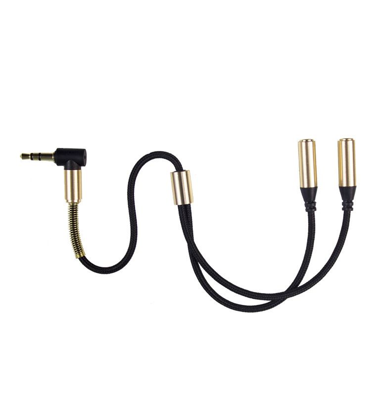 Festival de musique 3,5 mm coupleur répartiteur, câble tissé, un à deux adaptateurs audio répartiteur de câble_voghion.com