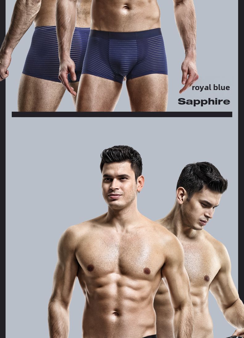 Roupa íntima masculina de malha modal, boxers sem costura de seda gelada para homens, boxers finos sem costura respiráveis de verão_voghion.com