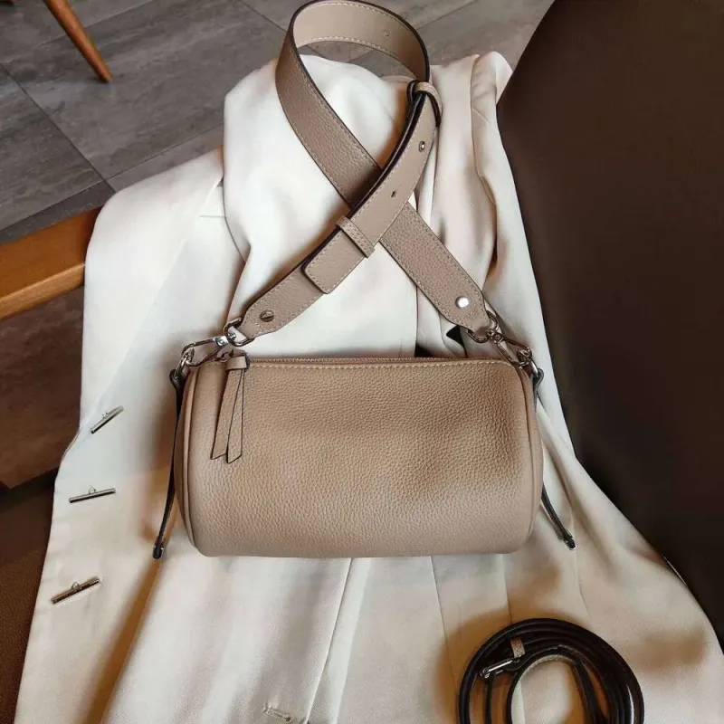 Bs 2025 New Genuine Leather Women Cylinder Underarm Designer Ladies Shoulder Crossbody High Quality Bamboo For Woman_voghion.com