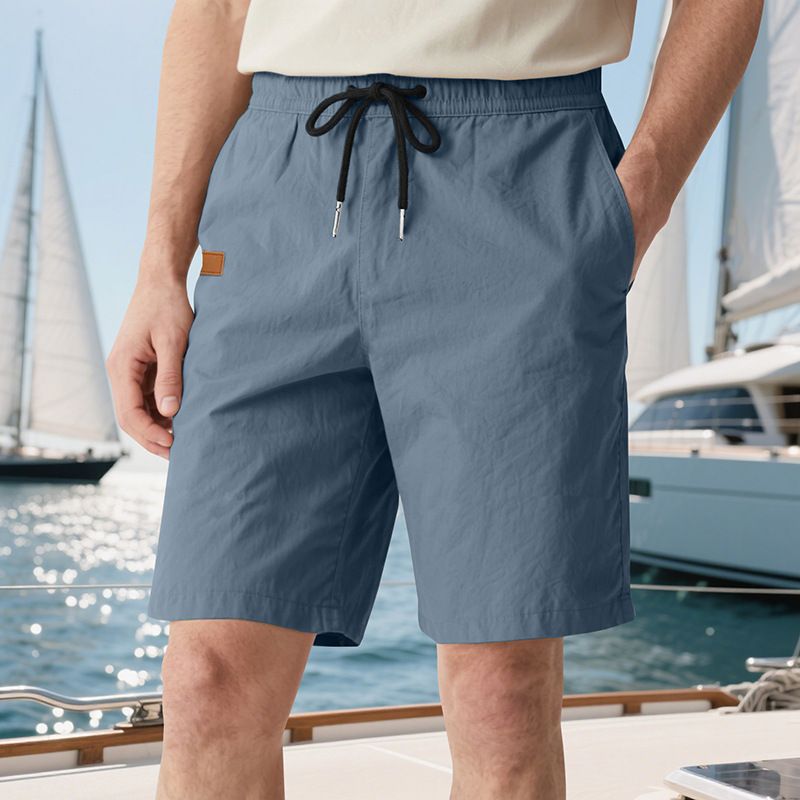 Pantalones de playa para hombre, de verano, informales, ligeros y lujosos, de cinco puntos, con cordón cruzado, talla grande_voghion.com