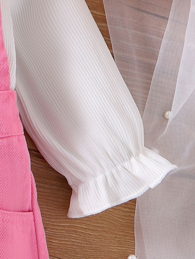 Saldi autunnali per mamma e bambini, completo da bambina con maniche lunghe e anti-strisce, tuta rosa e due pezzi._voghion.com
