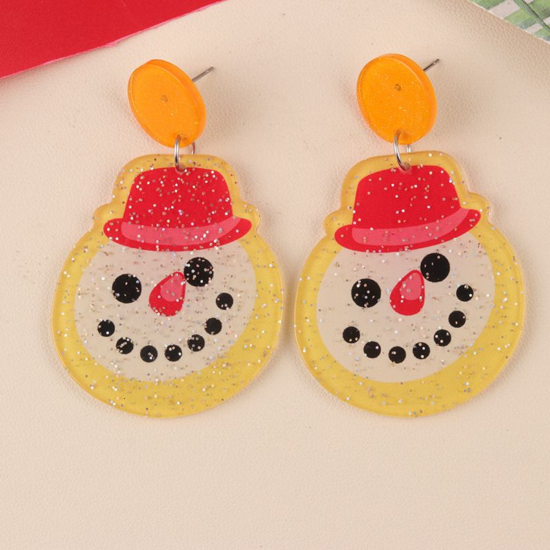 Nuovi orecchini a bottone in acrilico con motivo a albero di Natale, renna e fiocco di neve, semplici e alla moda, per le donne_voghion.com