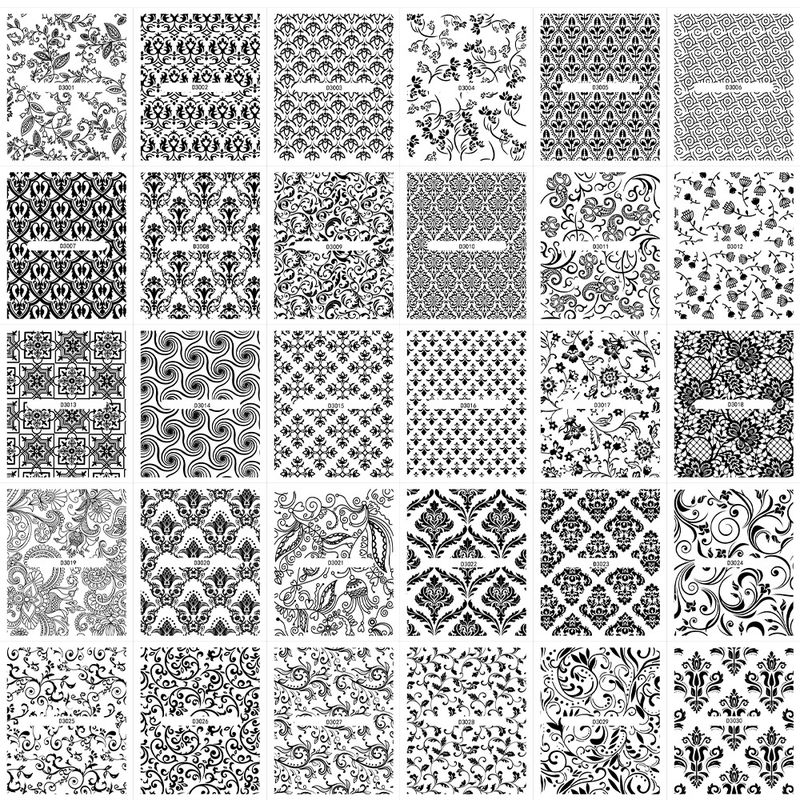 Nagelaufkleber mit Spitzen-Design, Schwarz und Silber, 30-teiliges Vintage-Set, selbstklebende Nagelkunst-Aufkleber zum Selbermachen_voghion.com