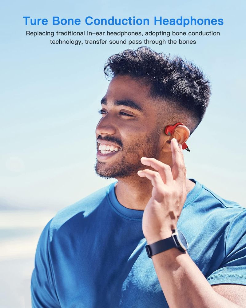 Bone Conduction Wireless Bluetooth Headphones Titanium Lightweight Earphone With Microphones For Sport Running Hiking_voghion.com