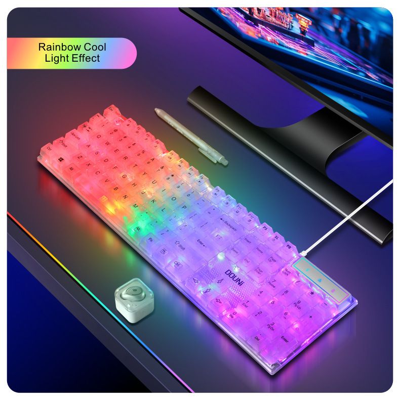 【Elegante e trasparente】 Tastiera cablata retroilluminata RGB - Sensazione meccanica, impermeabile e antipolvere, scorciatoie multimediali, personalizza i tuoi effetti luce_voghion.com