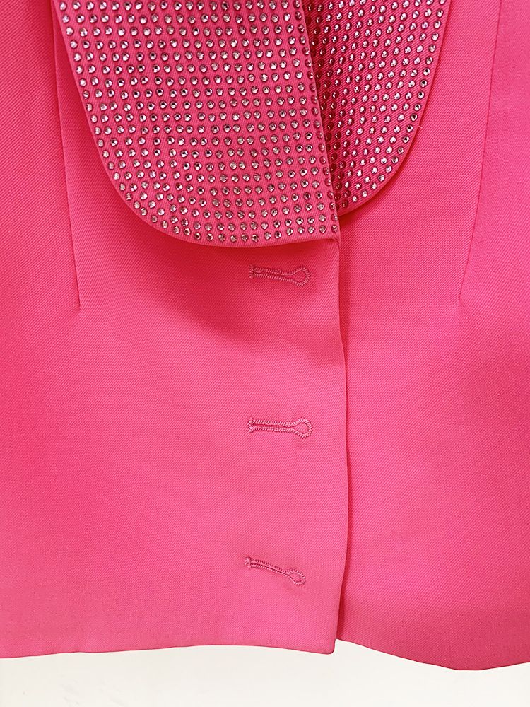 Abbigliamento da donna personalizzato senza schienale Hot Diamond Green Fruit Collar Giacca lunga da abito_voghion.com