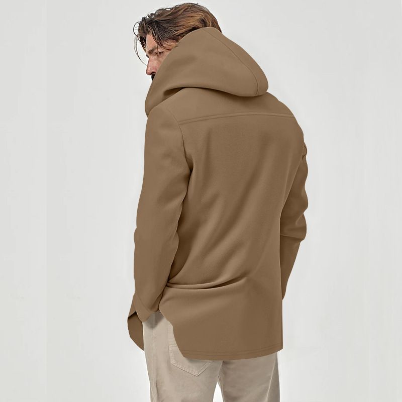 Men's Stylish Trench Coat With Double Breasted Design, Mid-Length Cotton Blend Jacket For Spring & Autumn, Slim Fit Casual Coat_voghion.com