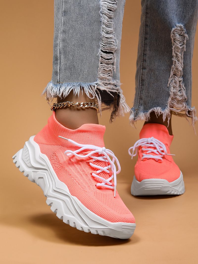 Plus Size Women's Breathable Sock Sneakers Slip-On Lazy Shoes_voghion.com