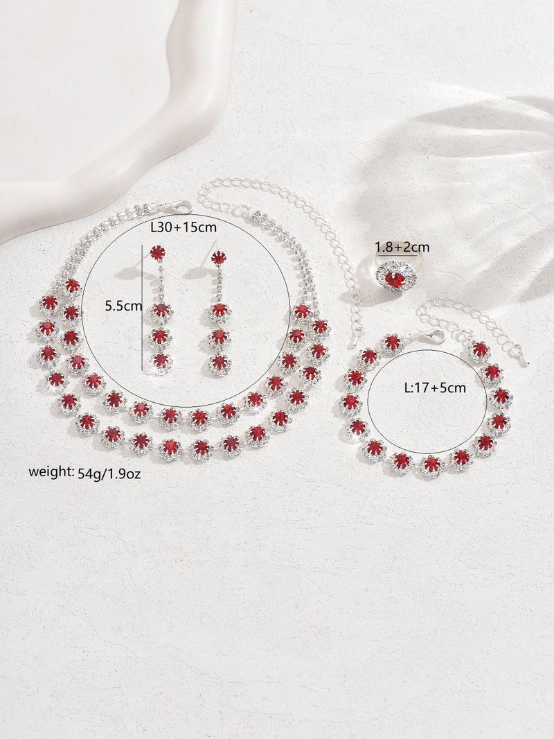 Conjunto de joyas para mujer, joyería de moda, venta al por mayor, accesorios de boda, conjunto de collar y pendientes de diamantes con girasol de doble capa, joyería_voghion.com