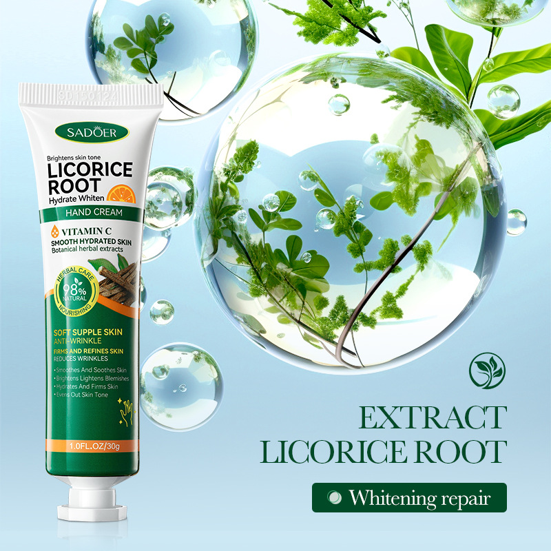 SADOER Crema de manos hidratante, blanqueadora y nutritiva de regaliz en otoño e invierno_voghion.com