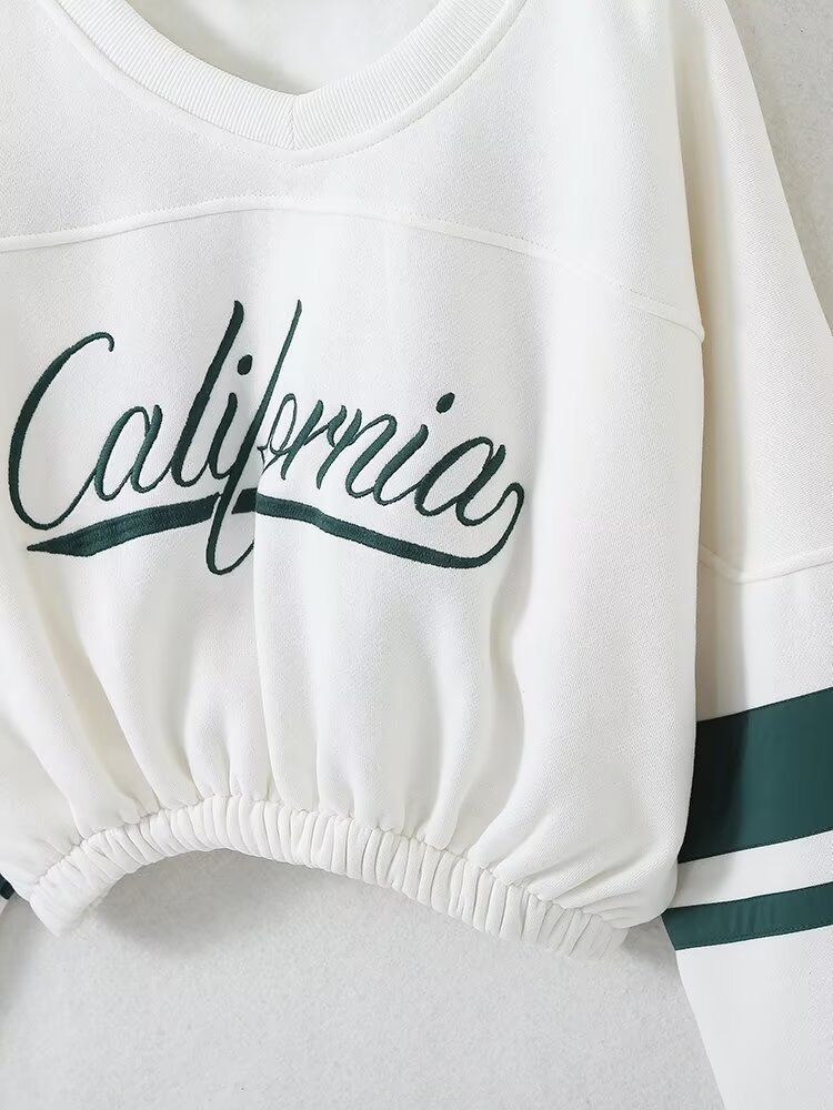 Conjunto de sudadera y jogger retro chic para mujer: conjunto de dos piezas de poliéster suave, cómodo y a la moda para otoño, estampado moderno (tallas S/M/L)_voghion.com