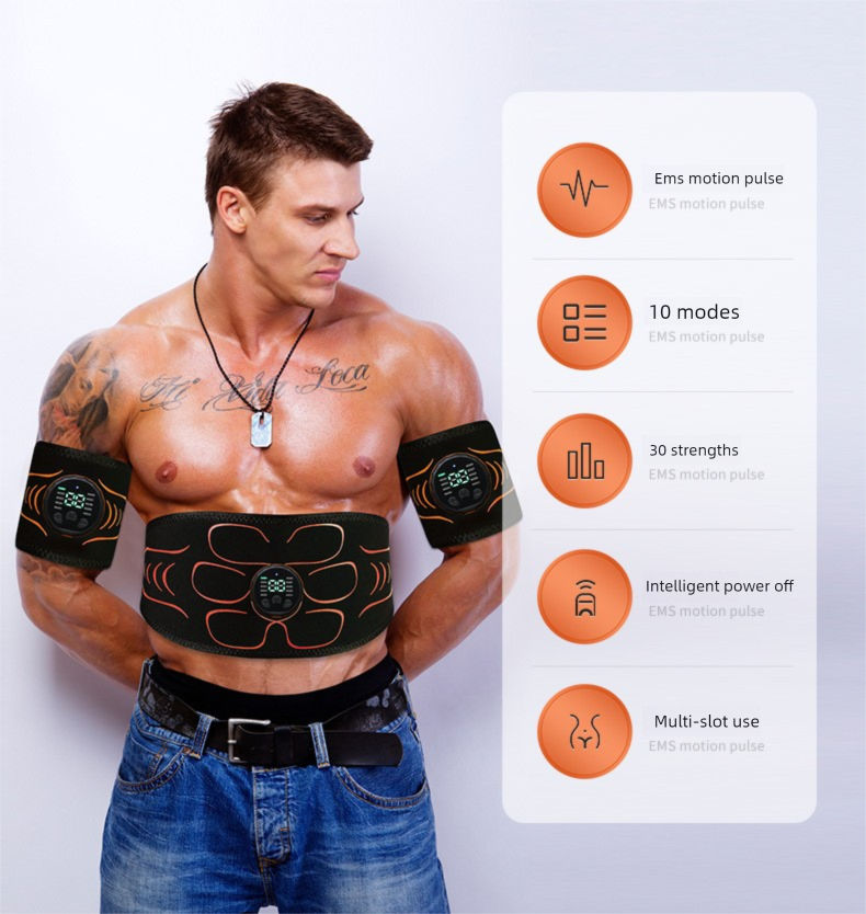 Silikon-Pulsgürtel EMS Fitnessgerät Training Muskelpflaster Bauchmassagegerät für Arme und Beine_voghion.com