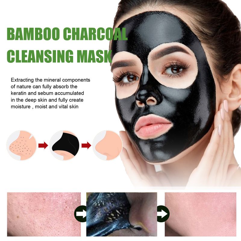 Gesichtsmaske zur Mitesserentfernung, Ölkontrolle, Nase, schwarze Punkte, Peeling-Maske, Akne-Behandlung, Poren verkleinern, Reinigungscreme mit Aktivkohle_voghion.com