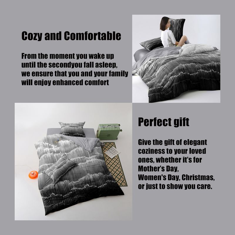 Set di biancheria da letto - Copripiumino 3 pezzi con federe, per hotel e casa, tessuto morbido per tutte le stagioni_voghion.com