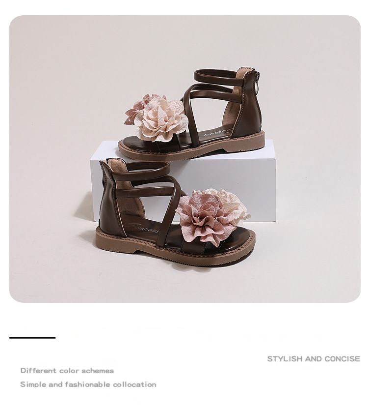 Sandale pentru fete transfrontaliere pentru mame și copii, vara 2024, pantofi noi pentru copii, prințesă cu flori, sandale romane pentru fetițe_voghion.com