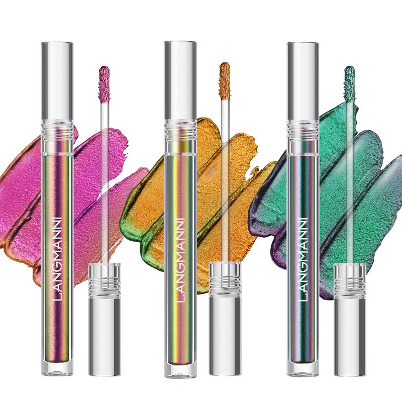 Paleta de sombras de ojos líquidas Chameleon Aurora Metallic Diamond Shiny Eyeshadow Palette pigmentada de larga duración Maquillaje cosmético_voghion.com