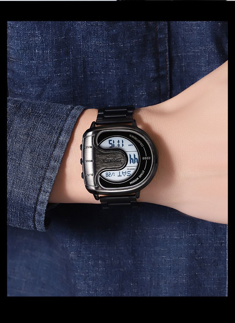 SKMEI Orologio sportivo digitale da uomo con cronometro e display retroilluminato in acciaio inossidabile, impermeabile, con data e allarme, orologio da polso Reloj Hombre_voghion.com