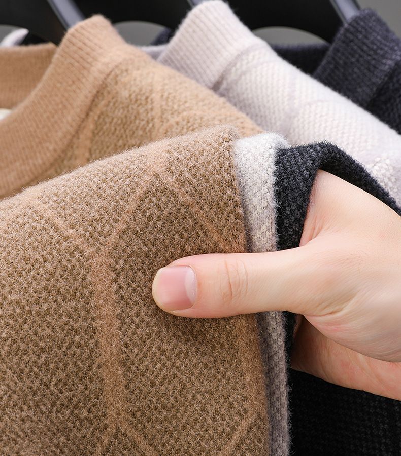 Pull épais à col roulé pour homme – Couche de base thermique en tricot extensible, coupe ajustée, pour l'hiver (beige, camel, noir)_voghion.com