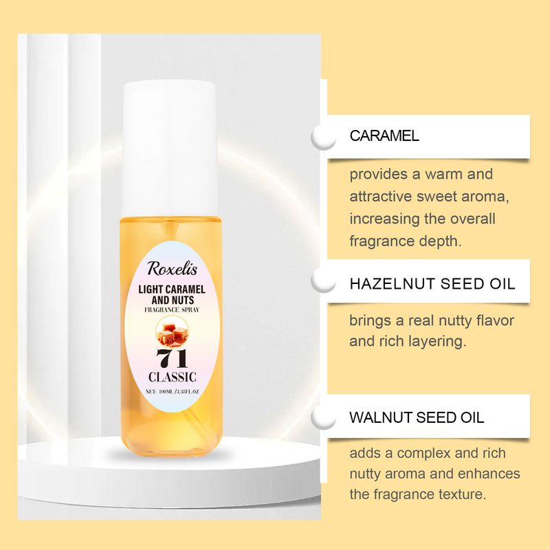 Zapach karmelowy w sprayu do ciała Świeży zapach Zapach do ciała Eleganckie perfumy w sprayu do ciała_voghion.com