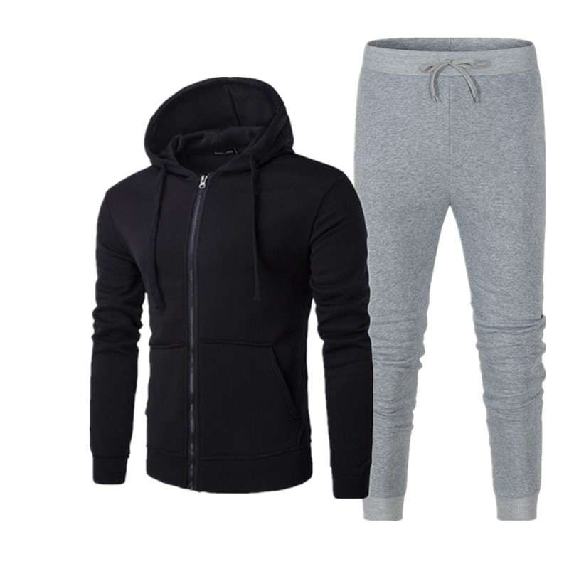 Pomlad Jesenski Style Zadrga s Kapuco Casual Prazen Pulover Moški in Ženski Pulover Set Plus Plišasti Plašč Moda_voghion.com