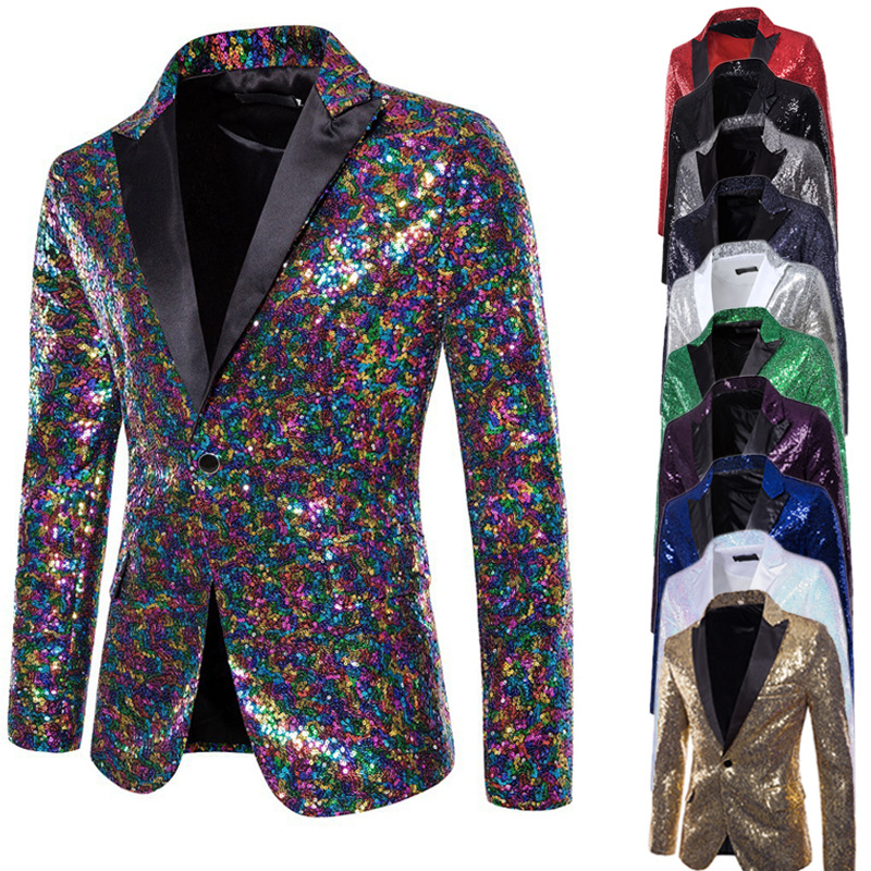 CT Suit Performance Costume Sequin European Size Blazer Nightclub Wear Host Emcee Photo Studio Men's Jacket_voghion.com