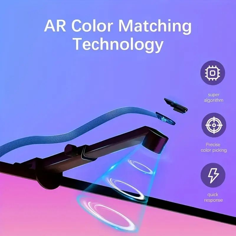 Tiras de luces LED RGB inteligentes con Bluetooth y sincronización con TV, modo música, iluminación ambiental para retroiluminación de TV, monitor de PC y configuración de juegos._voghion.com