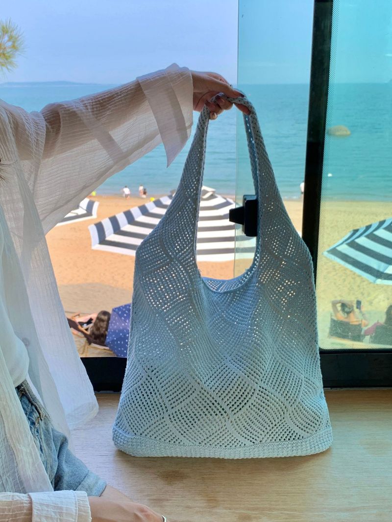 Hotselgende skulderveske Lazy Style Bag Kvinnelig handleveske Vår og sommer Hulveving_voghion.com